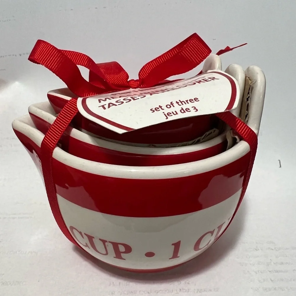 Pier 1 Red & White Measuring Cups